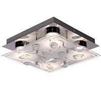 LED DECKENLEUCHTE Metall Kristalloptik Silber - Silberfarben, Glas (22/22/7cm)