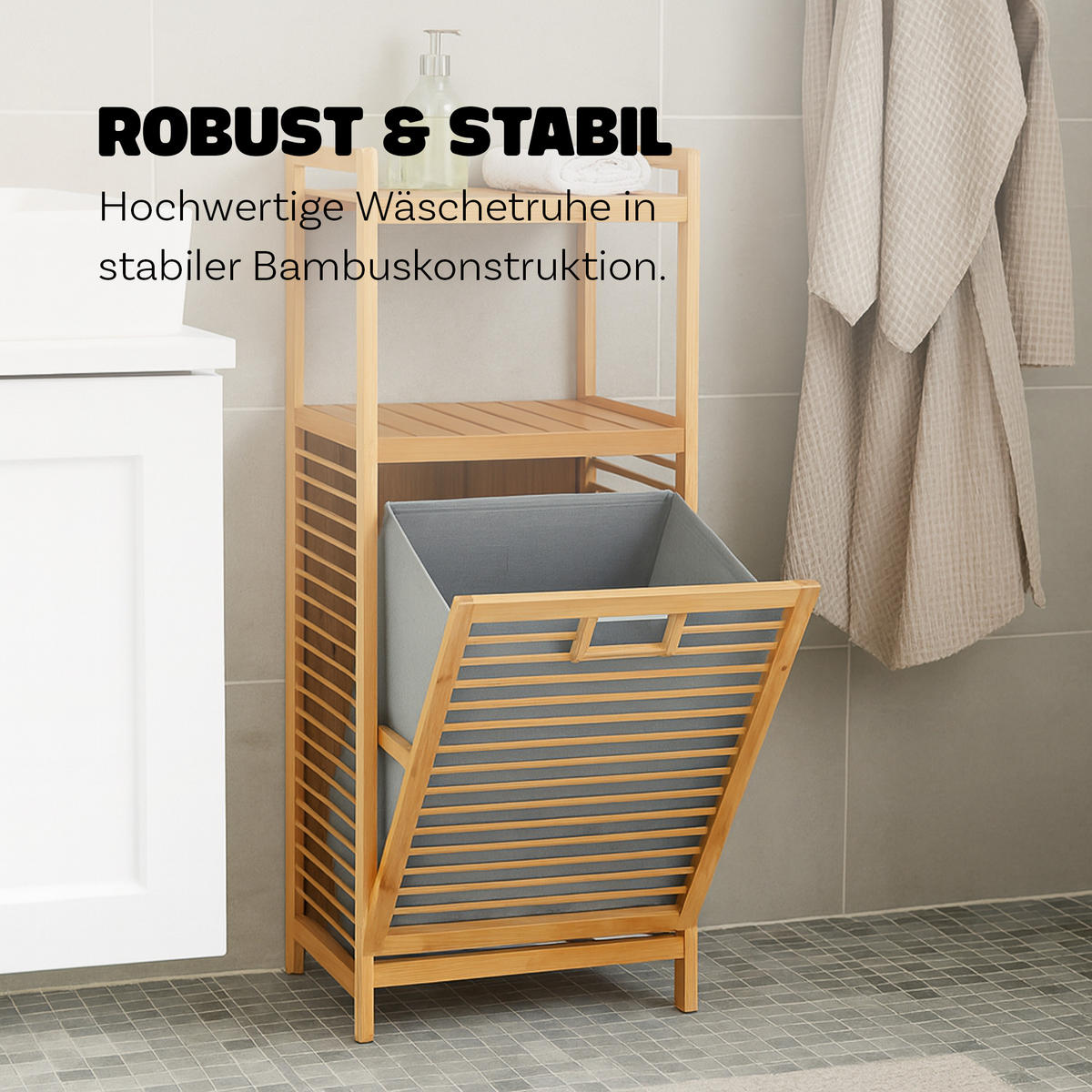 WÄSCHEKORB Bambus 40x30x95 cm - Braun, Naturmaterialien (40/95/30cm) - Bestlivings