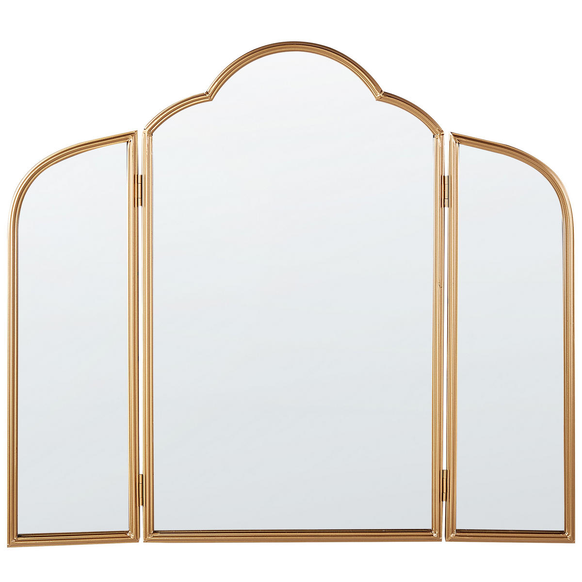 WANDSPIEGEL Gold Metall Dreifaltig 87/77 cm Savilly - Goldfarben, Metall (87/77/2cm) - Beliani