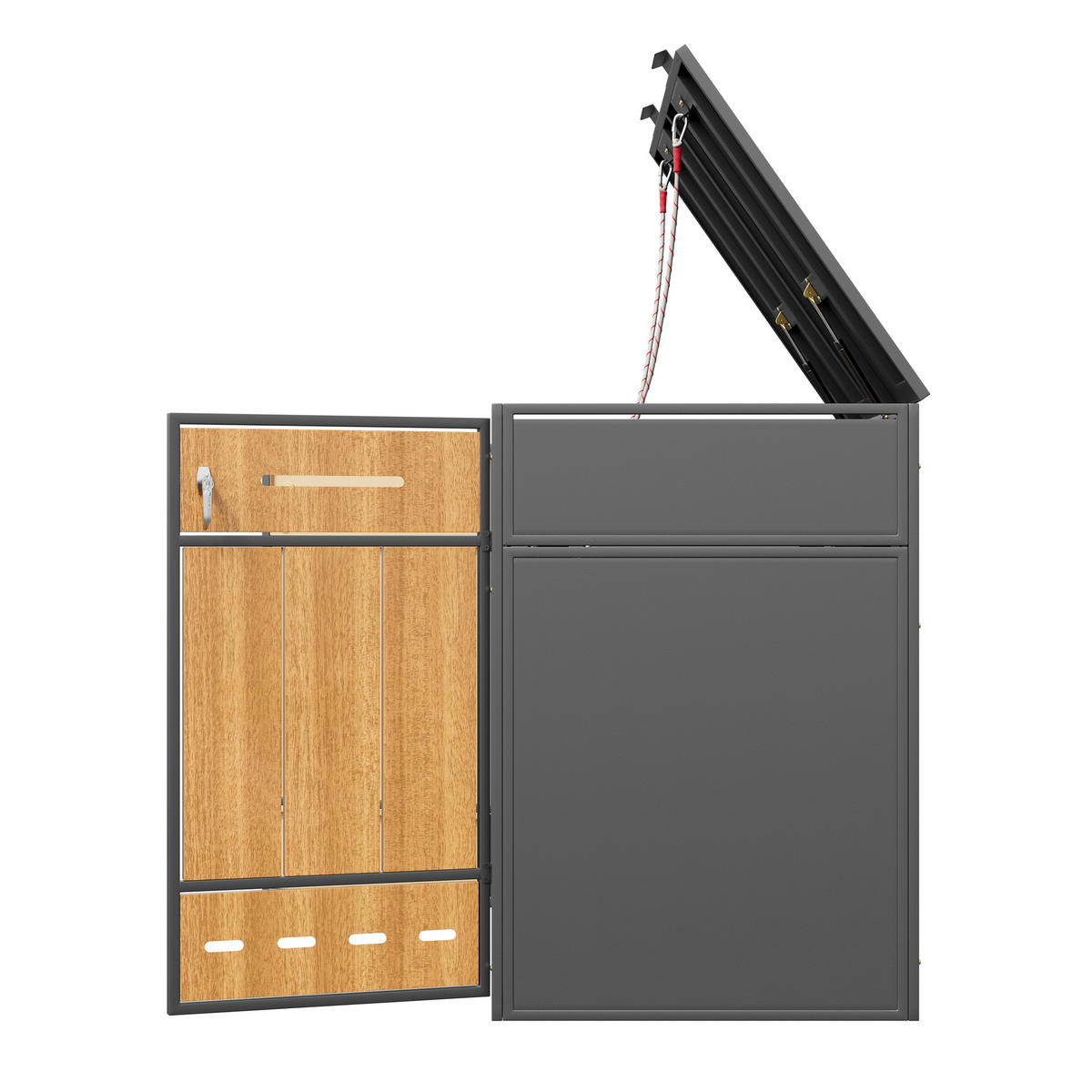 MÜLLTONNENBOX 2er abschließbar 120-240L Lüftung 2 Türen - Multicolor, Metall (84.5/118/132cm) - FLIEKS
