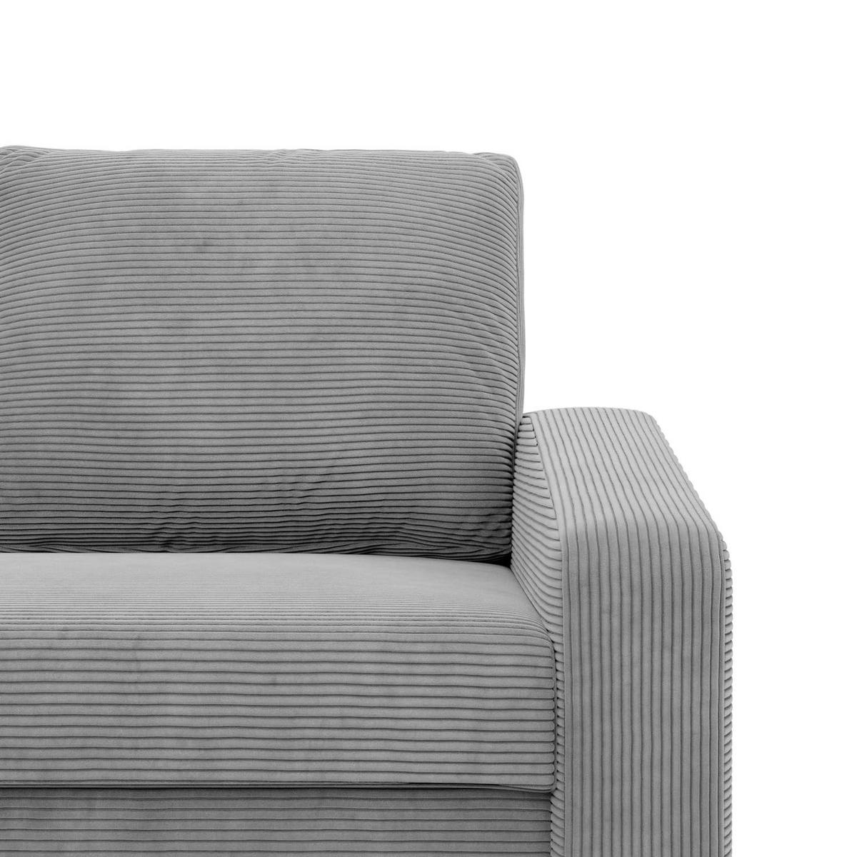 SOFA 3-SITZER MIT SCHLAFFUNKTION NEO, Cord - Grau - Grau, Textil (220/85/92cm) - Mebligo