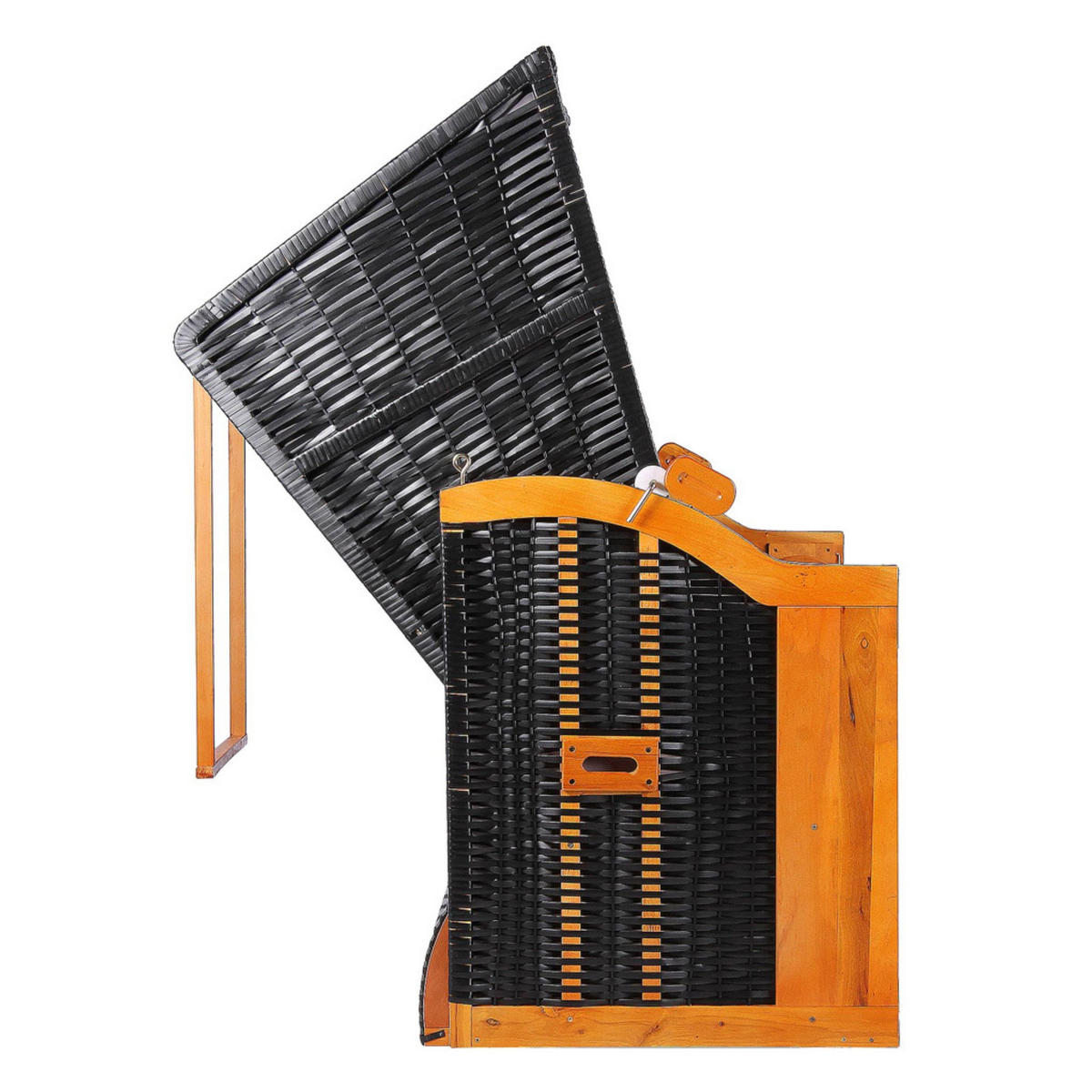 STRANDKORB XXL Ostsee 3Sitzer PE Schwarz - Schwarz/Braun, Metall (160/160/80cm) - Mr. Deko