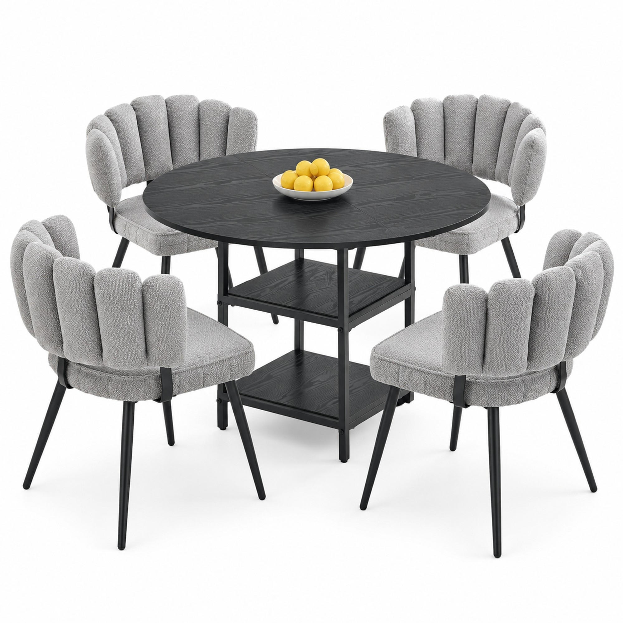 Meubliv Esszimmerset Schwarz 107x75x107 cm