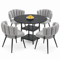 ESSZIMMERSET 5-tlg. rund 107 cm Schwarz Grau - Schwarz, Metall (107/75/107cm) - Meubliv