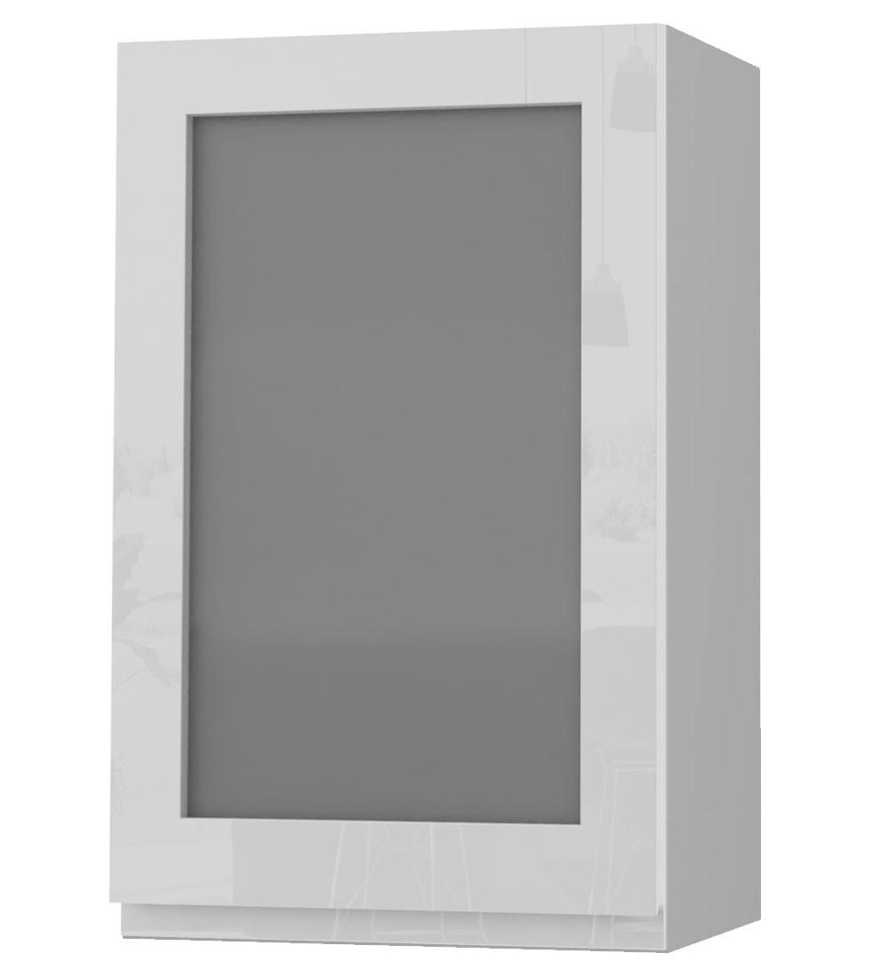 HÄNGESCHRANK Florence W2S/45 Grau / RAL 9003 signalweiß HG 45 / 32,5 / 72cm - Türanschlag rechts - Weiß Hochglanz/Grau, Holz/Holzwerkstoff (45/72/32.5cm) - Feldmann-Wohnen