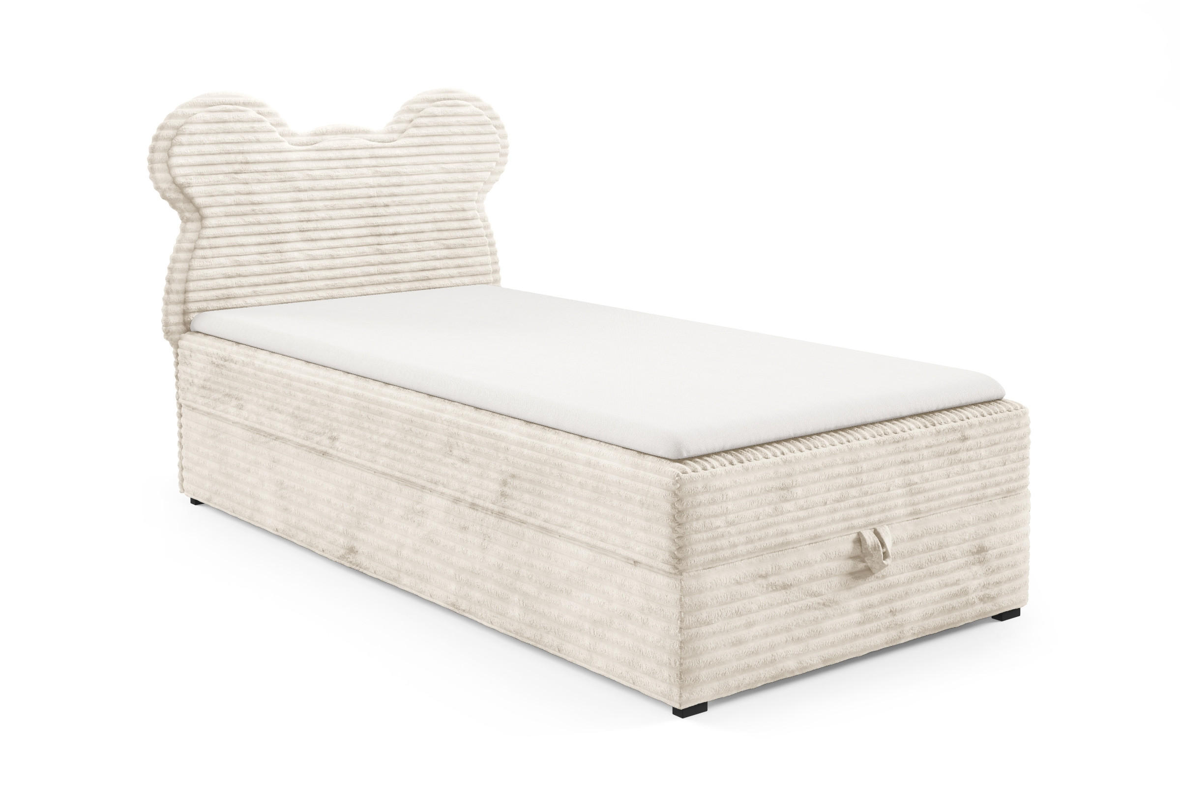 BOXBETT TEDDY 90/200 Cord-Samt Creme H3 - Creme, Holz/Holzwerkstoff (90/200cm) - Deine Möbel 24