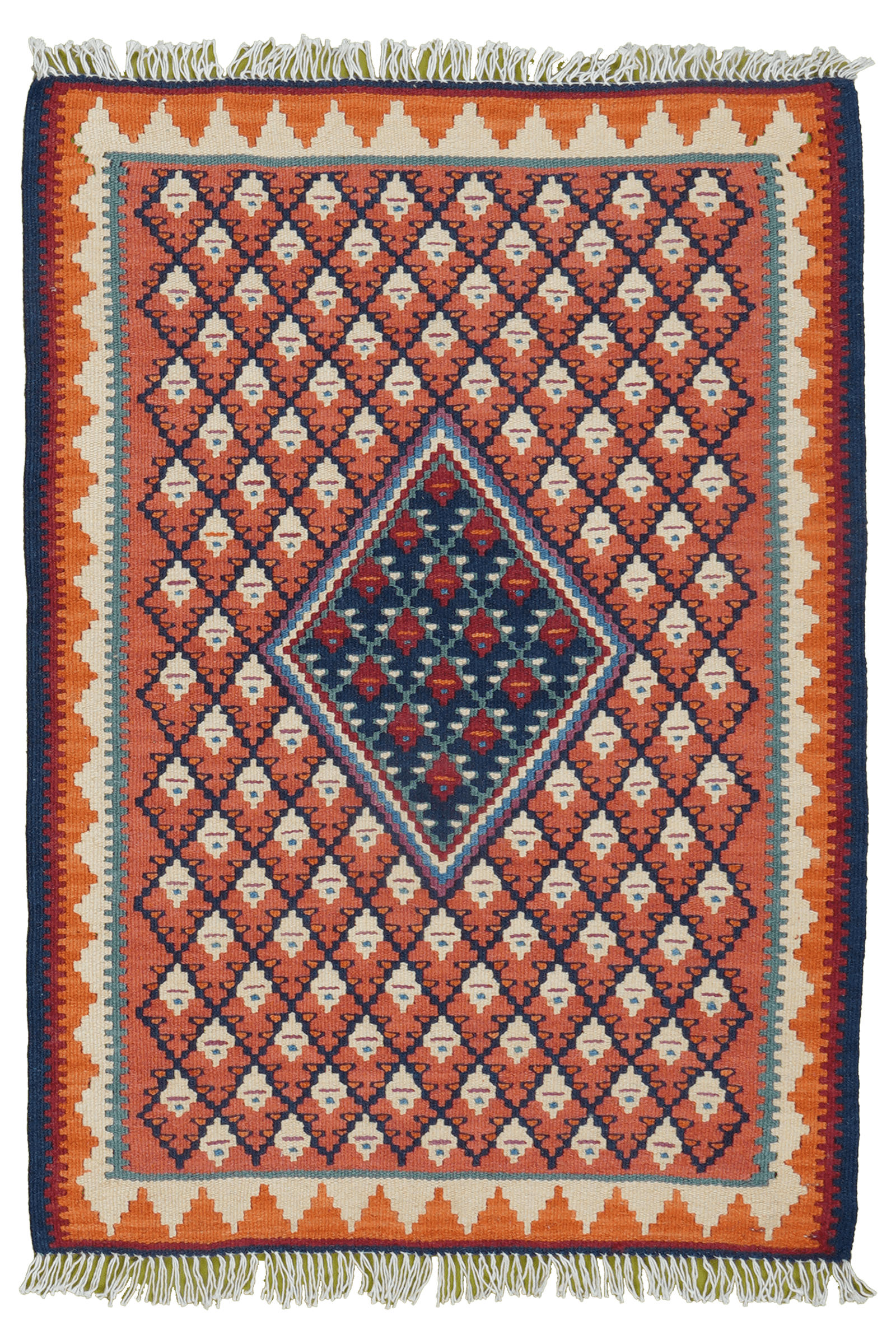 HANDWEBTEPPICH Kelim Senneh Rot 87/62 cm Schurwolle - Rot, Textil (62/87cm) - Looma