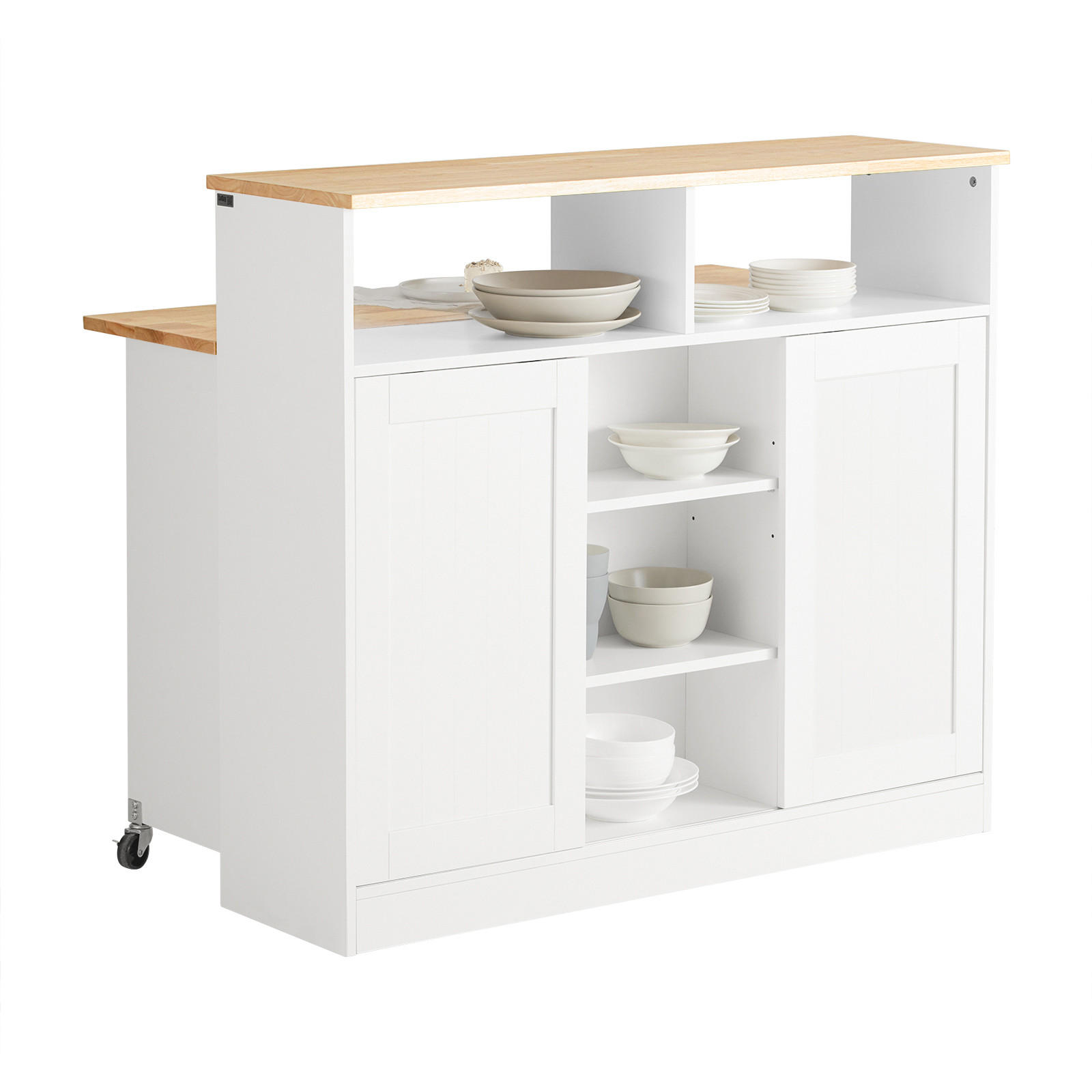 KÜCHENINSEL Weiß-Natur - Weiß, Holz/Holzwerkstoff (110/97/68cm) - SoBuy
