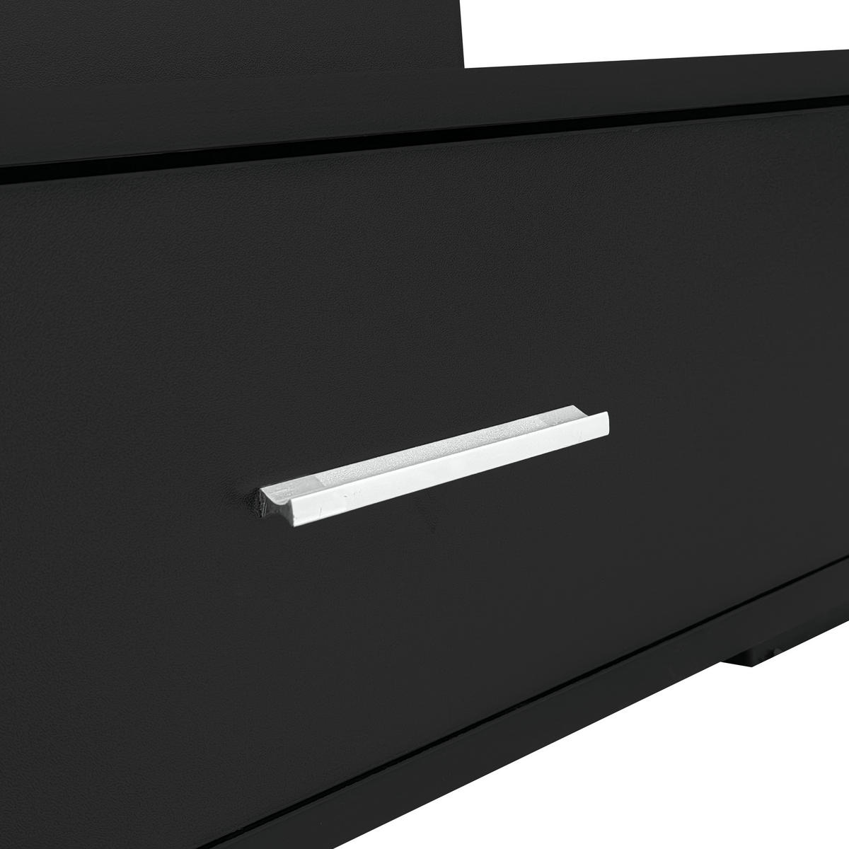 COUCHTISCH 100/50/44 cm schwarz höhenverstellbar mit LED-Beleuchtung und 2 Schubladen - Schwarz, Holzwerkstoff (100/50/44cm) - OKWISH