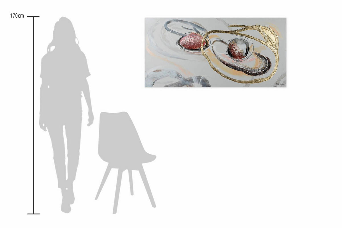 OLEJOMAĽBA 120/60 cm, Zvieratá - biela/zlatá, drevo/textil (120/60cm) - KUNSTLOFT