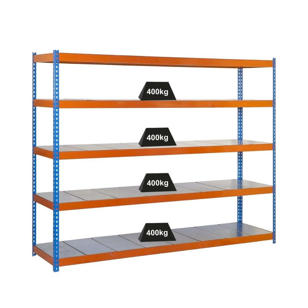 SCHWERLASTREGAL BIG METAL YETI FIVE | HxBxT 200x120x45cm | Fachlast 400kg | Blau-Orange - Gelb, Metall (120/200/45cm) - PROREGAL