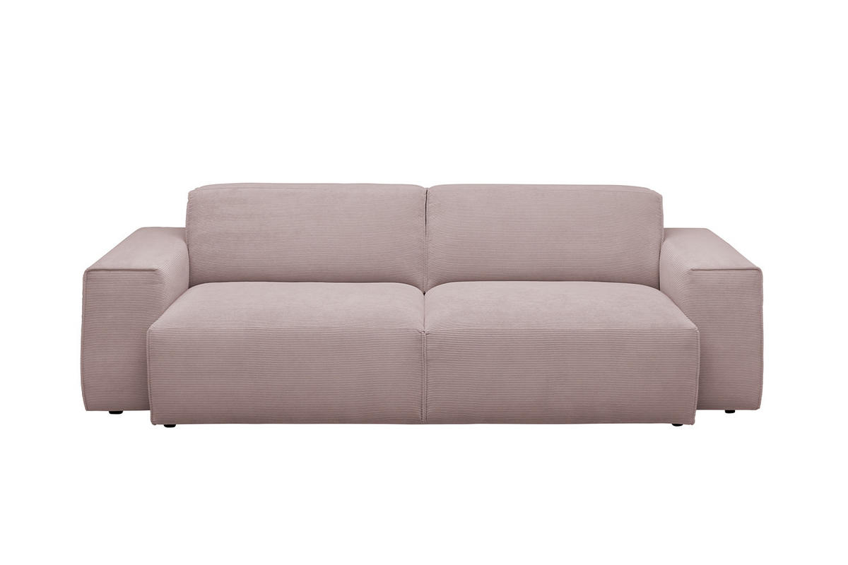 SOFA RANI Pink Cord - Pink/Schwarz, Kunststoff/Textil (256/71/101cm) - KAWOLA