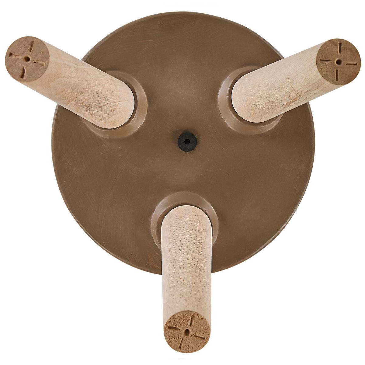 STALAK ZA BILJKE bež/smeđi uzorak slonova s drvenim nogama 43 cm Kottes - bež/zlatne boje, kamen (43cm) - Beliani