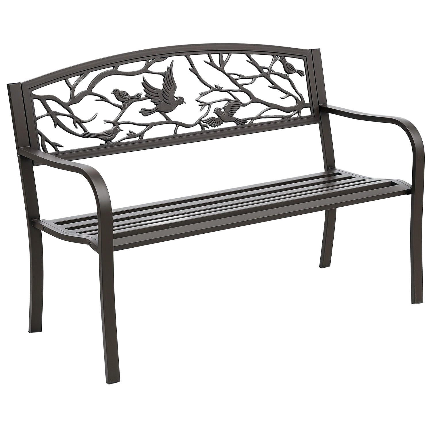 GARTENBANK,2-SITZER Vogelmotiv Armlehnen Rückenlehne,braun - Braun, Metall (127/85/60cm) - Vallsero