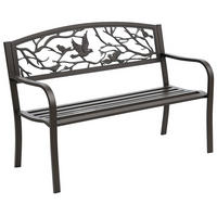 GARTENBANK,2-SITZER Vogelmotiv Armlehnen Rückenlehne,braun - Braun, Metall (127/85/60cm) - Vallsero