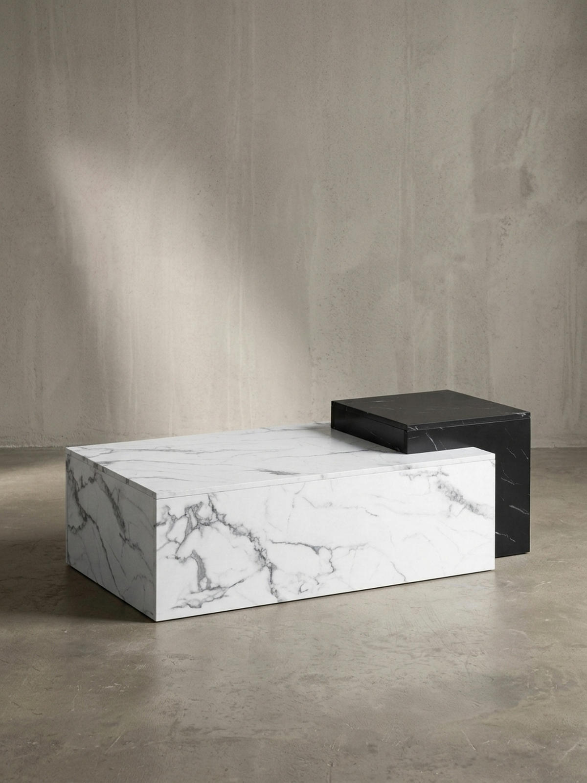 COUCHTISCH Weiß Schwarz Marmor-Optik Modern 120x60x40 cm Zwei Ebenen - Weiß, Holzwerkstoff (60/120/40cm) - KADIMA DESIGN