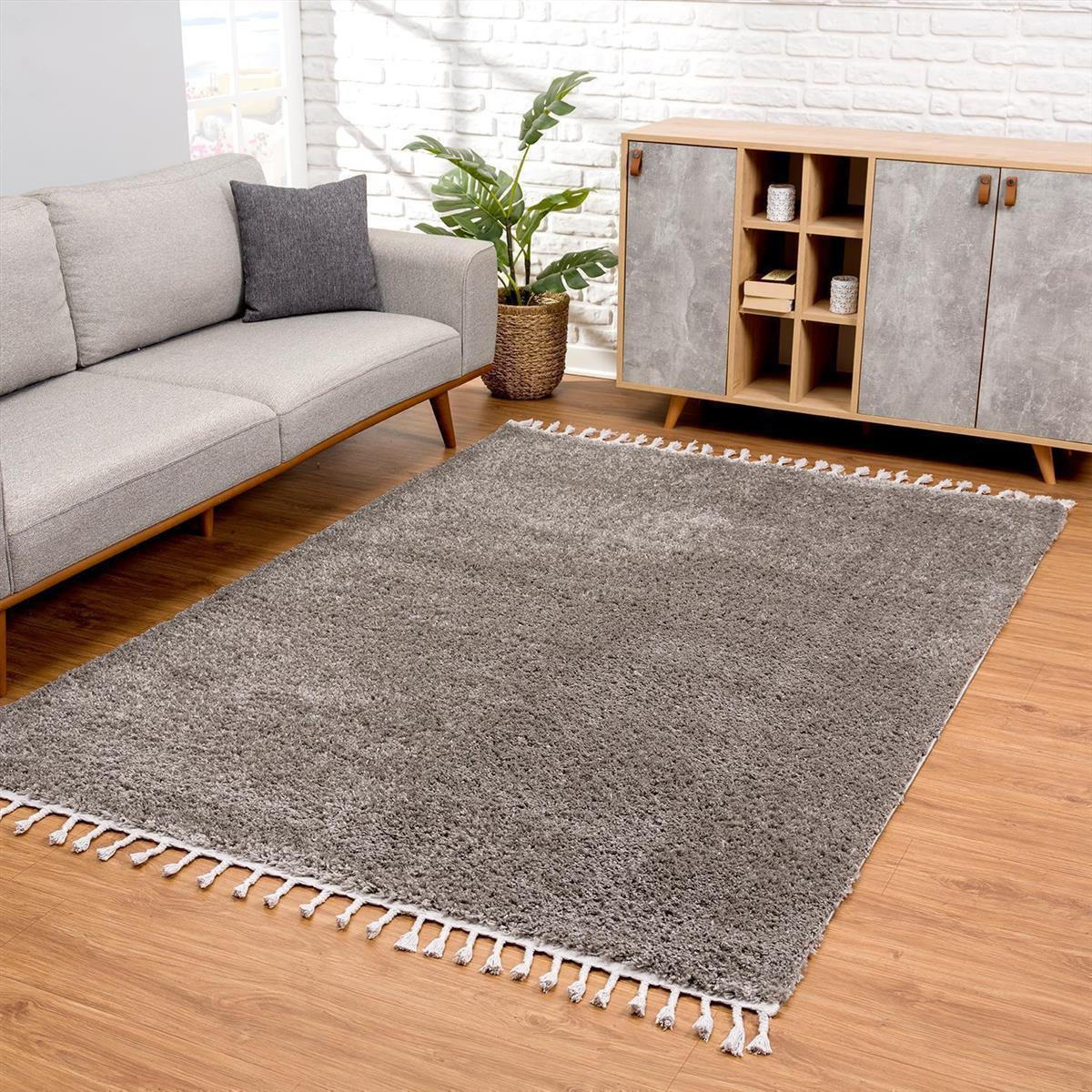 HOCHFLOR-TEPPICH Shaggy Pulpy 100 Anthrazit 140x200 cm - Grau, Textil (140/200cm) - carpet city