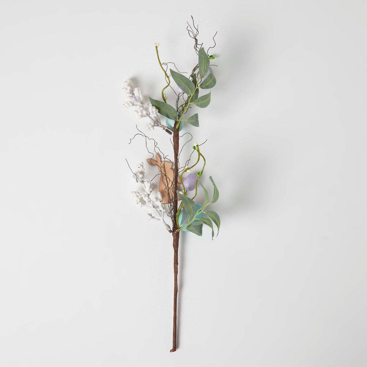 OSTERDEKO Zweig mit Eiern & Hase, 46 cm - Blau, Kunststoff (19/46/46cm) - Homescapes