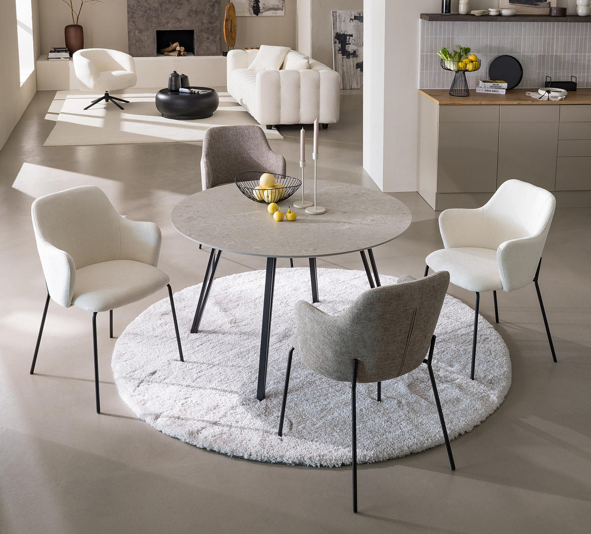 ESSTISCH - rund - Grau, Holzwerkstoff/Metall (120/120/75cm) - home24
