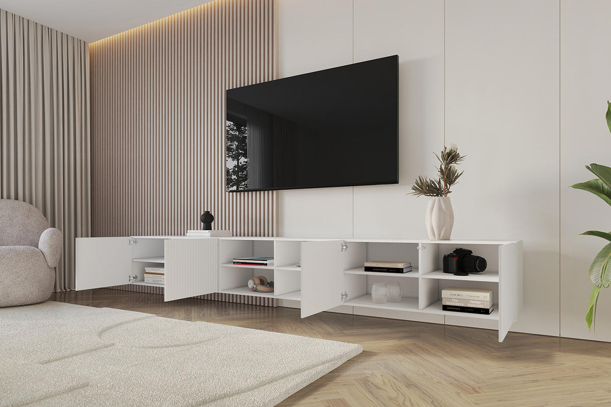 LOWBOARD NOA-2-W 3x100x40x41 cm - Weiß - Weiß, Holzwerkstoff (300/40/41cm) - ALTDECOR