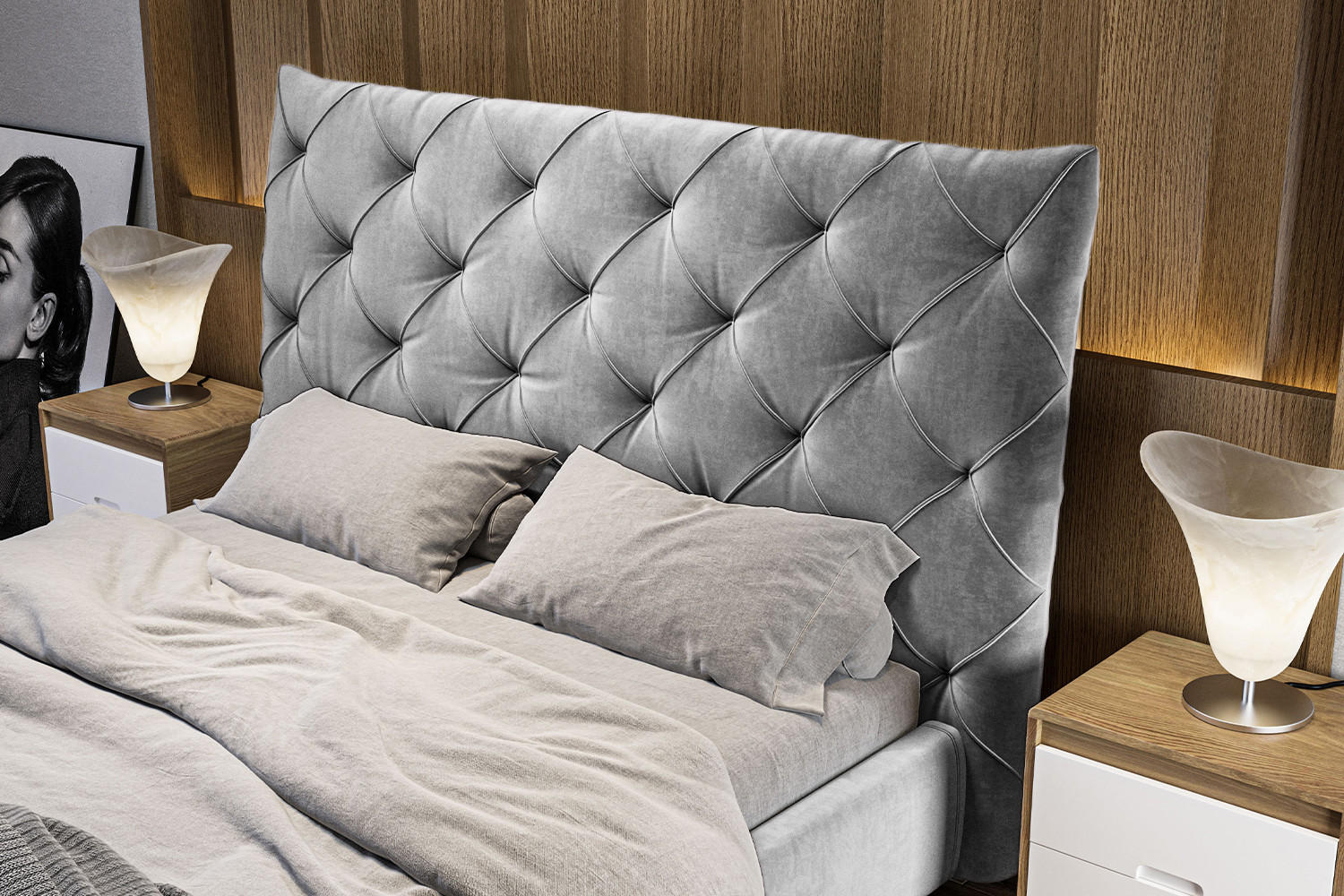 POLSTERBETT ANNY Silber Massivholz - Silberfarben, Textil (160/200cm) - KAWOLA