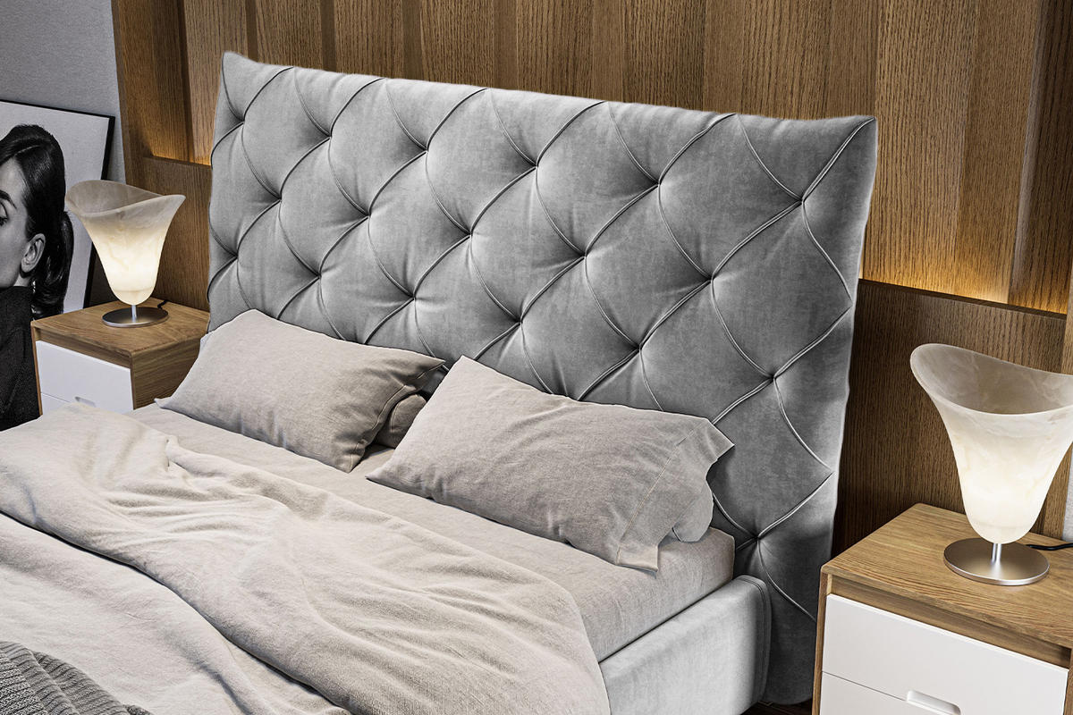 POLSTERBETT ANNY Silber Massivholz - Silberfarben, Textil (140/200cm) - KAWOLA