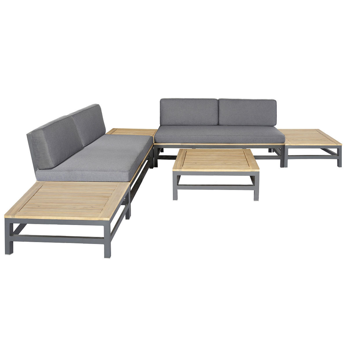 GARTENECKLOUNGE Set Modulare Premium Betis 6-tlg. mit Kissen - Grau, Metall - EUROFAR