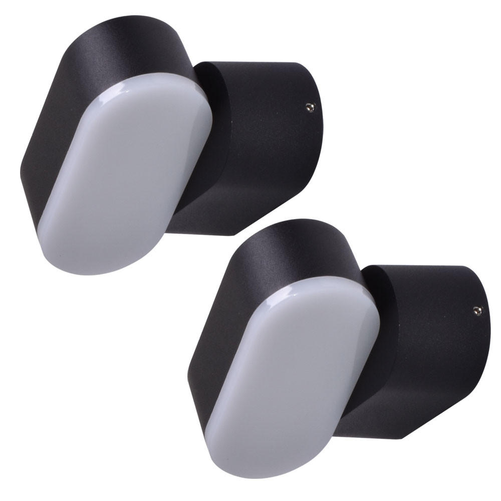 LED AUSSENLEUCHTE Aluminium Schwarz 2er Set - Schwarz, Metall (9.6/11/9.7cm)