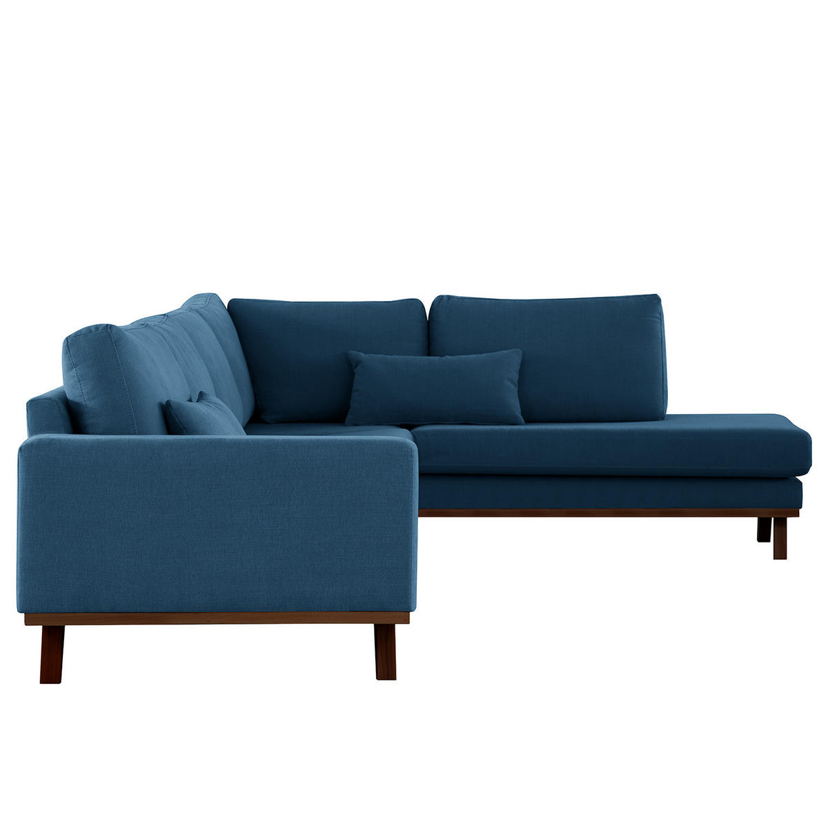 ECKSOFA mit Ottomane - Blau/Buchefarben, Buchenholz/Textil (287/219cm) - home24