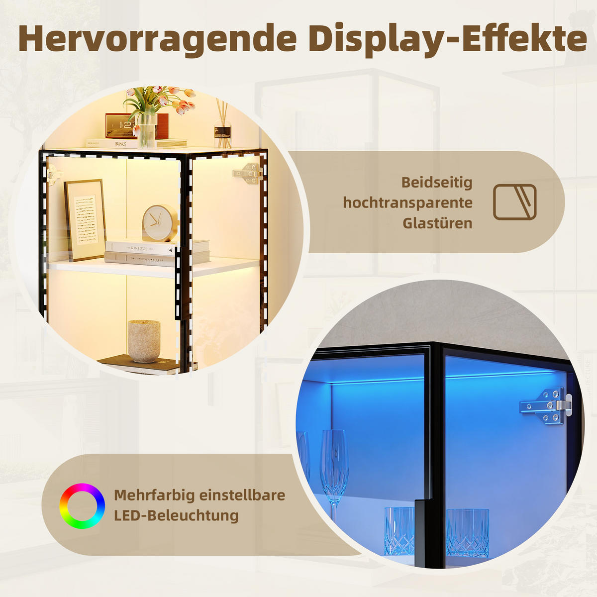 VITRINE LED Glasvitrine Ausziehregal Doppelglas 160cm - Weiß, Glas (70/160/38cm) - FLIEKS