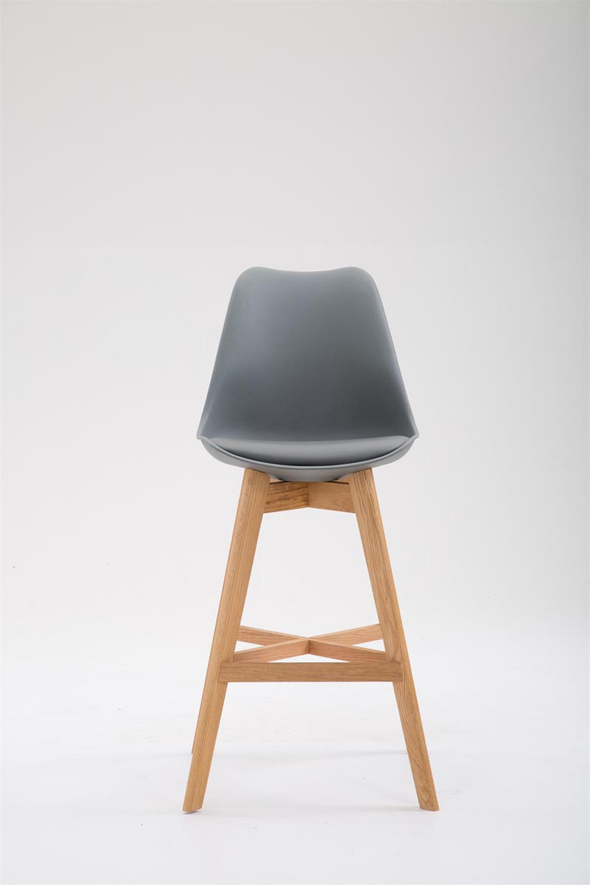 BARHOCKER Kunststoff grau - Eukalyptusholzfarben/Grau, Holz/Kunststoff (48/112/56cm) - CLP