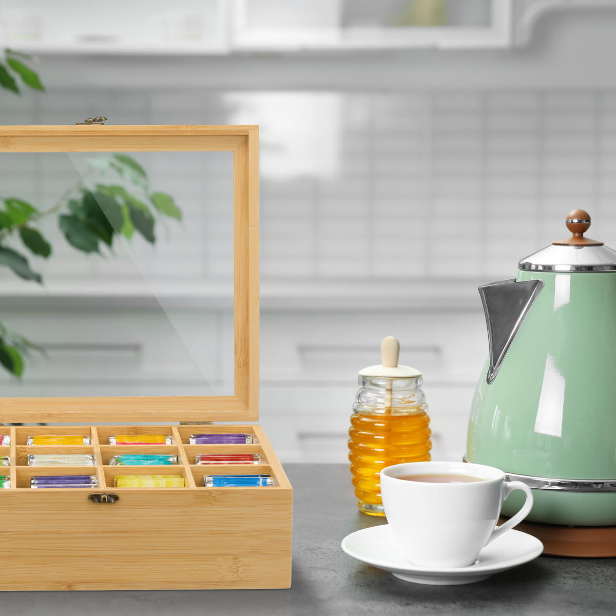 TEEBOX - Hellbraun, Holz/Holzwerkstoff (32/11/28cm) - Relaxdays