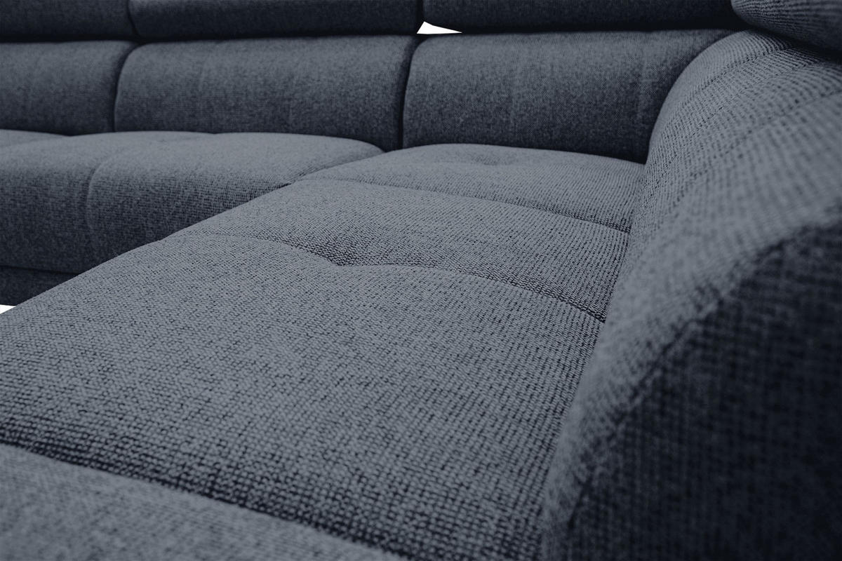 ECKSOFA FIERO 5-Sitzer, dunkelblau - Schwarz/Dunkelblau, Holzwerkstoff/Textil (290/228cm) - Courtois Laville