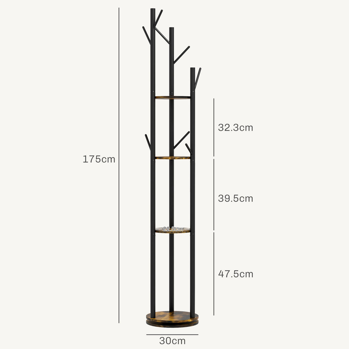 GARDEROBENSTÄNDER Braun 1 Stück - Braun, Holzwerkstoff (30/175/30cm) - GiPP
