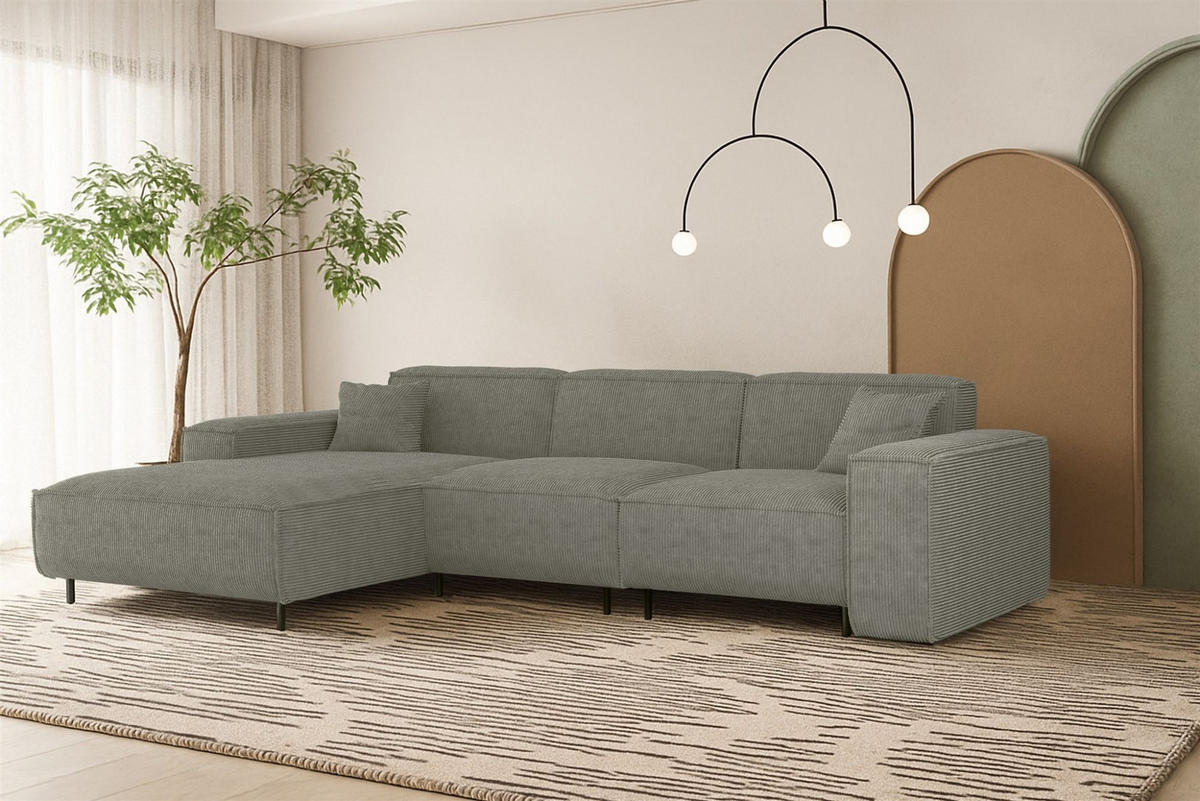 ECKSOFA Gloria In Scala - Grau, Holzwerkstoff/Textil (165/266cm) - Fun Möbel