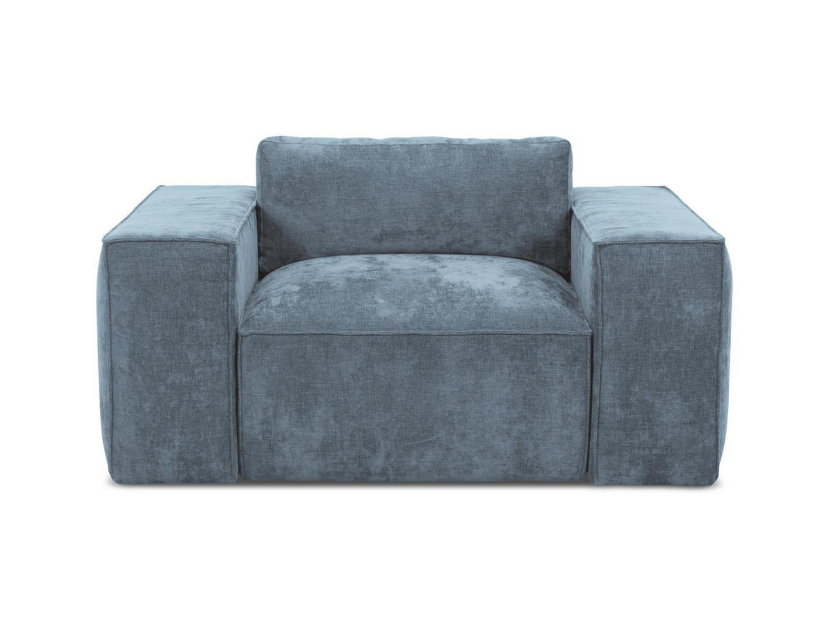 SCHLAFSESSEL Chenille Stoff Blau - Pastellblau/Schwarz, Holzwerkstoff/Kunststoff (157/81/113cm) - Makamii