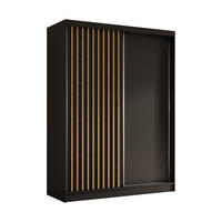SCHWEBETÜRENSCHRANK Erika 160 cm mit Lamellen ohne Spiegel 2-türig, schwarz, schwarz, Lamelle Artisan - Schwarz/Braun, Kunststoff (160/216/51cm) - Margaret Hadas24