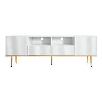 TV-SCHRANK in Weiß mit goldenen Akzenten und 2 Schubladen 165/36/55 cm - Weiß, Holzwerkstoff (165/55/36cm) - Redom