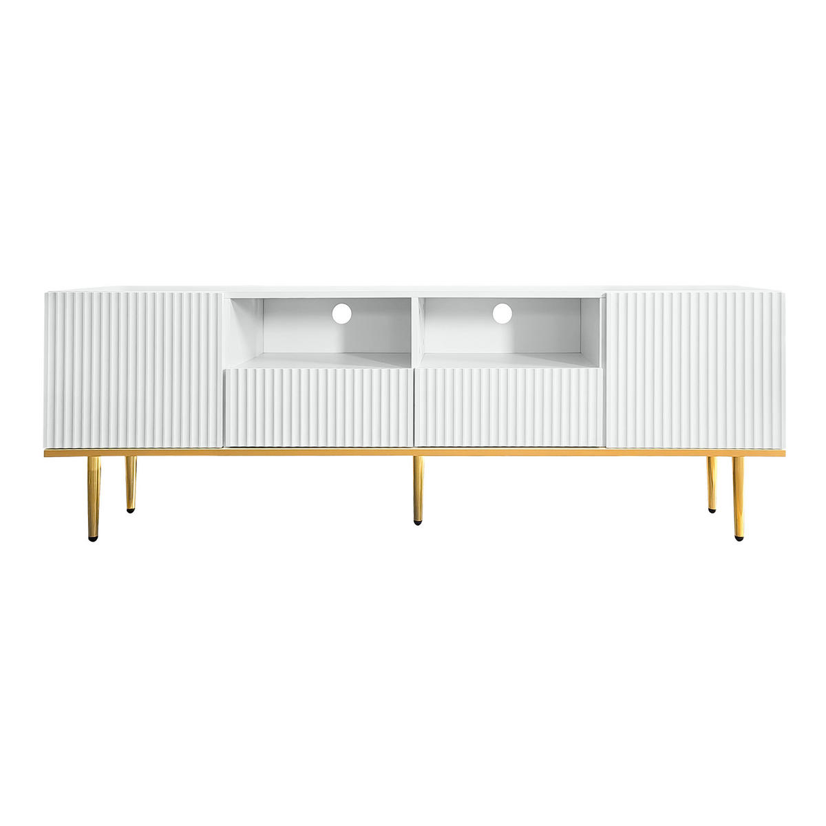 TV-SCHRANK 165/36/55 cm weiß mit goldenen Akzenten und 2 Schubladen - Weiß, Holzwerkstoff (165/55/36cm) - OKWISH