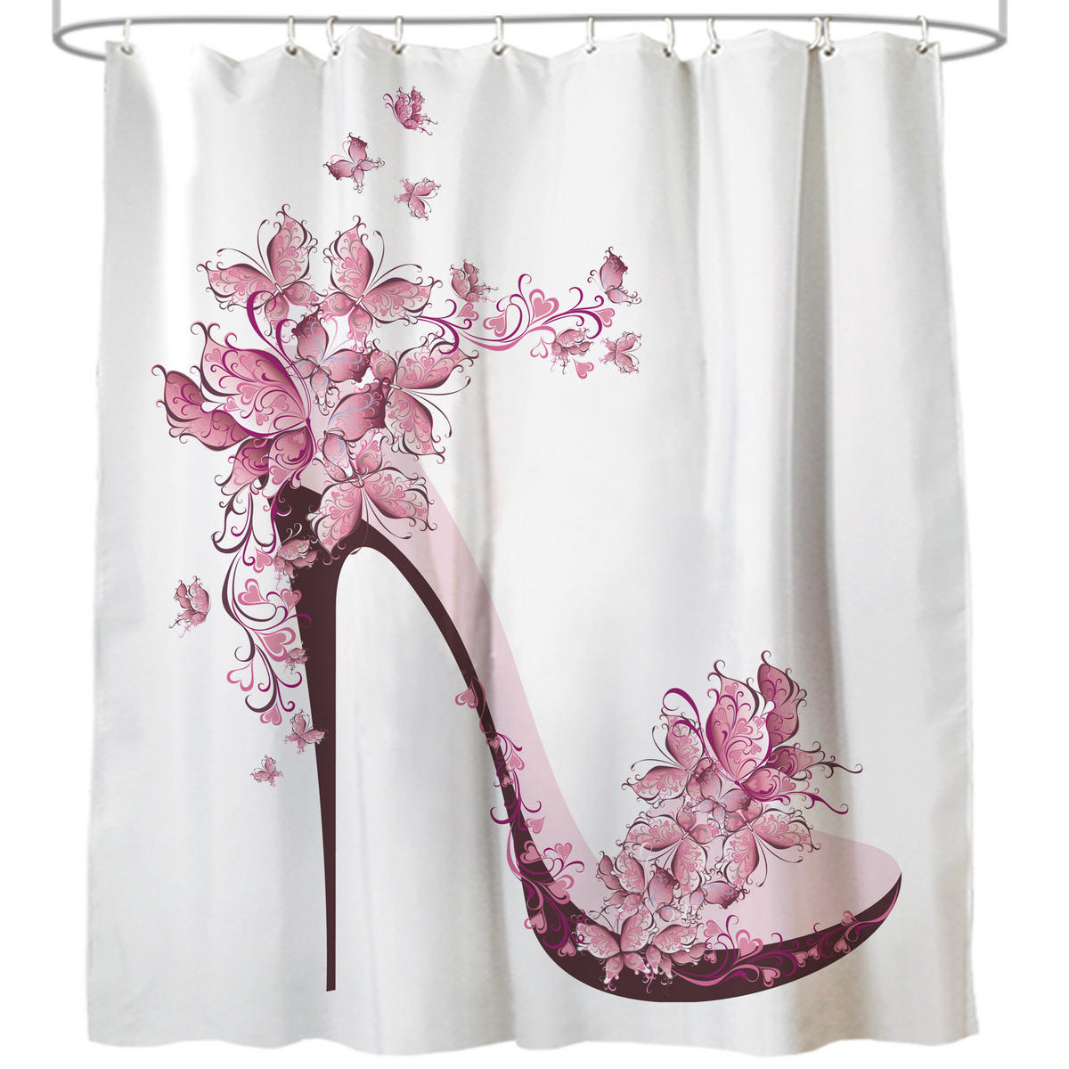 DUSCHVORHANG Schuh 180 x 200 cm - Pink, Textil (180/200cm) - Sanilo