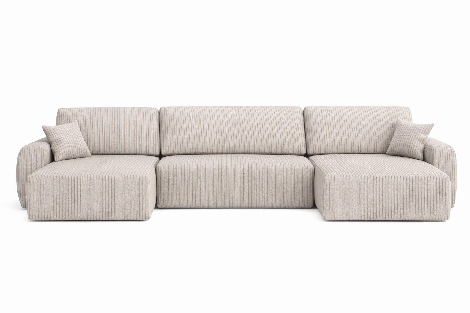 ECKSOFA Mit Schlaffunktion Und Bettkasten U-Form Ariel U, Cordstoff Poso, Beige - Beige, Holz (342/142cm) - Kaiser Möbel