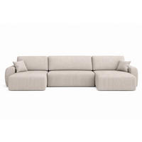 ECKSOFA Mit Schlaffunktion Und Bettkasten U-Form Ariel U, Cordstoff Poso, Beige - Beige, Holz (342/142cm) - Kaiser Möbel