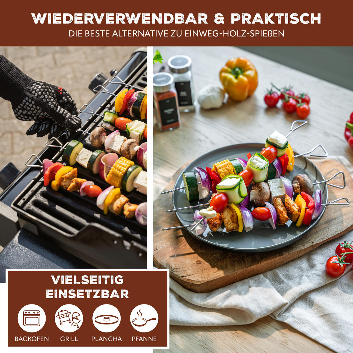 GRILLSPIESSE 12er-Set, silber, Edelstahl - Edelstahlfarben, Metall (29.5cm) - bremermann