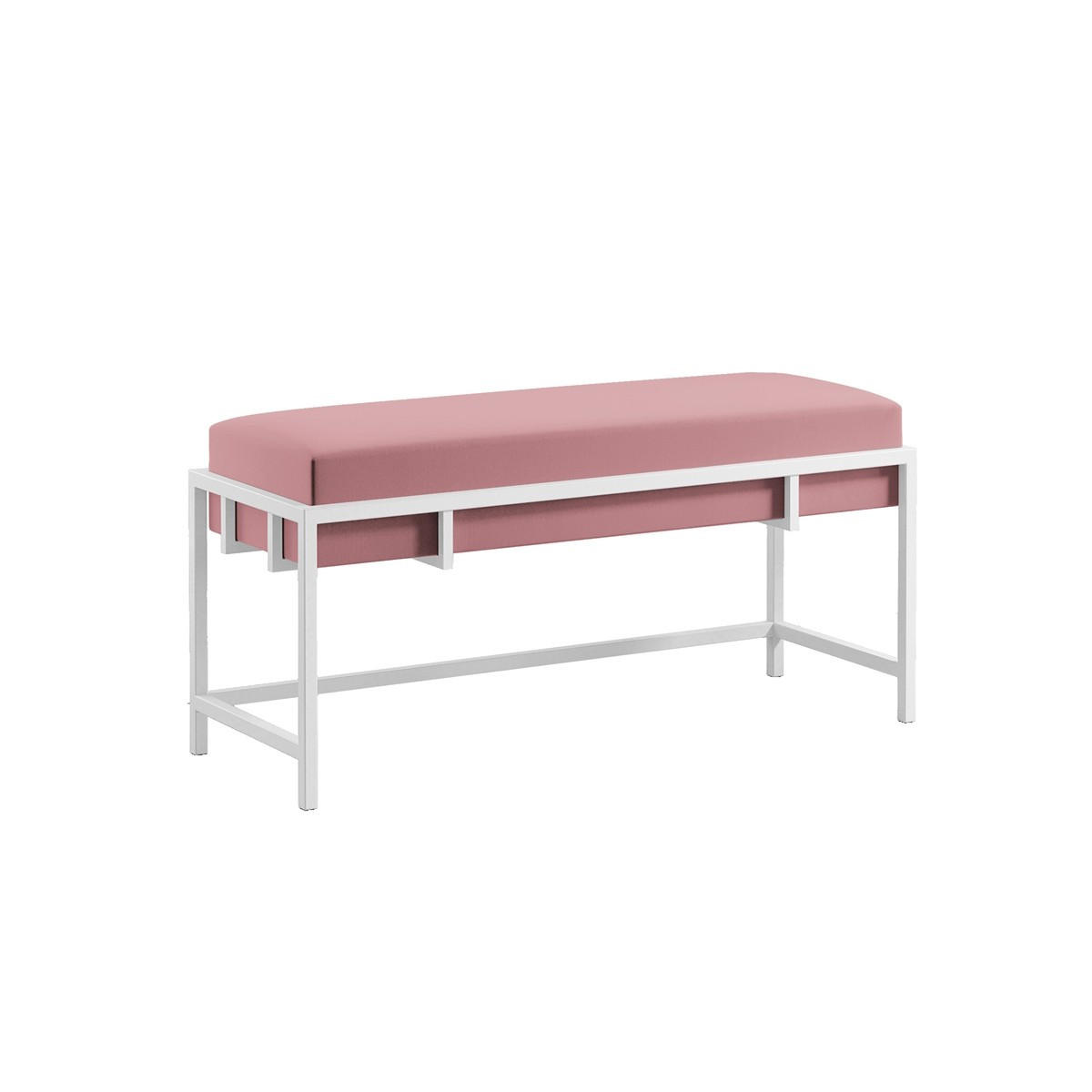 POLSTERBANK LAMO 80 cm Rosa Samt, Weißes Metallgestell - Rosa, Holzwerkstoff (80/45/35cm) - Bettso