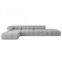 ECKSOFA modulares Sofa Kerru-L2 - 380x190x70 cm Hellgrau Bouclé - Hellgrau, Holzwerkstoff/Textil (380/190cm) - ALTDECOR
