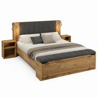 BETT 4-tlg. mit Stauraum 160x200 cm Holzoptik Eiche - Braun, Holzwerkstoff (160/200cm) - Meubliv