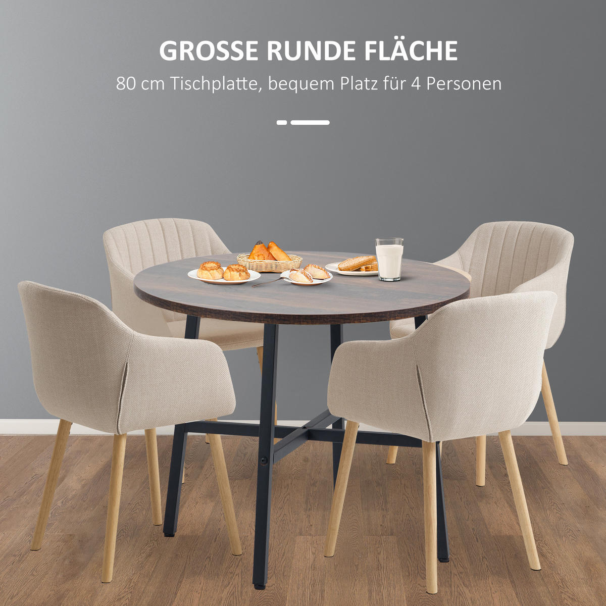 ESSZIMMERTISCH Esstisch Küchentisch für 4 Personen für Esszimmer, Küche, Braun - Braun, Kunststoff (80/80/76cm) - HOMCOM