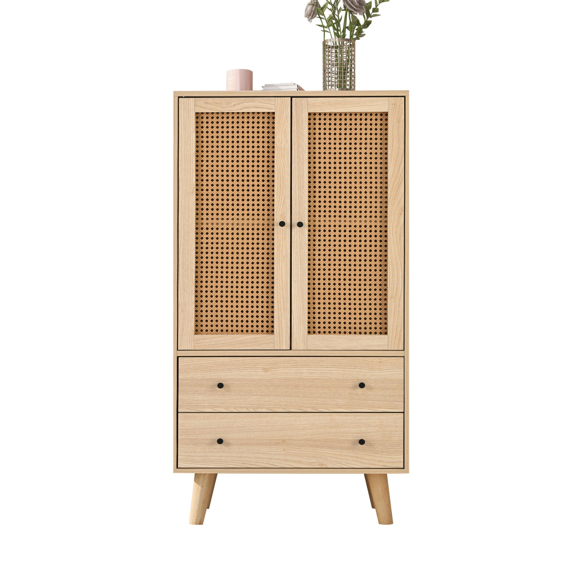 SIDEBOARD 60/40/120 cm aus Spanplatte mit Rattangeflecht Eichefarben - Eichefarben, Holzwerkstoff (60/120/40cm) - Modenvie