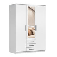 DREHTÜRENSCHRANK 150/207/57/61cm Szantal 3D Weiß/Weiß - Alufarben/Weiß, Holzwerkstoff/Kunststoff (150/210/64cm) - imoebel24