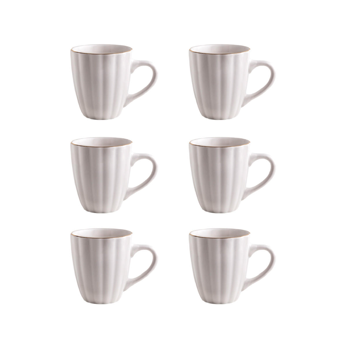 BECHER Melida mit Goldrand 0,38 l 6er-Set - Weiß, Keramik (0.38L) - Homla
